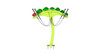 Freenotes Caterpillar Bells, a colorful musical instrument with a green caterpillar-shaped design and several bells in varying shades of green and a red one at the side.