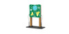 Freenotes Spring Garden Musical Panel, outdoor educational musical instrument with colorful floral and butterfly artwork on a green panel, mounted on wooden and metal stand for outdoor play and learning.