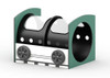 World Klass Play Train Carriage Playground Crawl Tunnel, children's play tunnel designed as a train carriage with black and white accents and wheel details.
