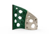 World Klass Play Balanced Rock Playground Climbing Wall, green and beige climbing wall with various hexagonal and pentagonal cutouts.