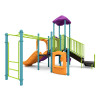 World Klass Play Tunnel Rush Commercial Playground Structure, colorful play area with slide, climbing frames, tunnels, and ramps for children.