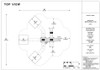 World Klass Play Tritons Tripod Commercial Playground Structure, top view blueprint showing dimensions and layout with multiple platforms, slides, and climbing elements.