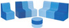 Moje Bambino Blue Sunny Sofas & Table, modern blue and light blue children's sofas with matching round table
