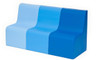 Moje Bambino Blue Sunny Sofas & Table, blue and light blue modern sofas with a matching table, suitable for children's playroom or lounge area.