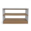 Whitney Brothers outdoorED™ Storage Shelf, wooden storage unit with white frame and three natural wood shelves for outdoor organization.
