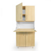 Whitney Brothers elevatED™ Workstation Cabinet, wooden vertical storage unit with upper and lower cabinets and a fold-down workspace.