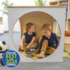 Whitney Brothers elevatED™ Play House Cube, children playing inside the play house with circular opening.