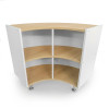 Whitney Brothers elevatED™ Curve Out Cabinet 33H, wooden storage cabinet with white sides and curved shelves.