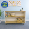 Whitney Brothers elevatED™ Adjustable Shelf Cabinet 33"H, modern storage unit with adjustable shelves, ideal for children's rooms or offices, with a light wood finish and metallic legs.