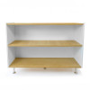Whitney Brothers elevatED™ Adjustable Shelf Cabinet 33'H, image of a modern white and wood adjustable shelf cabinet with three shelves and adjustable height.