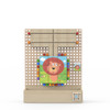 LiteZilla Kidworx™ Tangled Tiger Activity Wall Toy, interactive wooden activity wall with colorful pegs, puzzle pieces, and a playful lion illustration for children's development and entertainment.