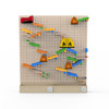 LiteZilla Kidworx™ Large Pegboard Activity Wall Pack, wooden pegboard wall with colorful ramps, balls, and activity pieces for an interactive kids’ play space