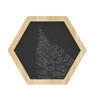 LiteZilla Multi-Sensory Hexagon Panel - Constellation Reveal - XL, a large hexagonal sensory panel featuring a constellation pattern of white dotted points on a black background, framed with natural wood.