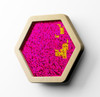 LiteZilla Multi-Sensory Hexagon Panel - Pink to Gold Sequin Flip Classic, close-up of a hexagonal sensory panel with pink and gold sequins that flip to create a dynamic, colorful display.