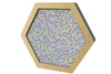 LiteZilla Multi-Sensory Hexagon Panel - Marble Motion Classic, colorful marble-filled sensory panel with a wooden hexagonal frame and a clear glass surface.