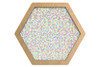 LiteZilla Multi-Sensory Hexagon Panel - Marble Motion XL, colorful sensory panel with small multicolored marbles inside a hexagonal wooden frame.