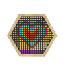 LiteZilla Multi-Sensory Hexagon Panel - Mini Lite Brite XL, a wooden hexagon-shaped panel with colorful light pegs forming a pixelated pattern.
