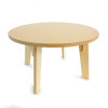 Whitney Brothers Whitney Plus Round Classroom Table - 20H, wooden round table with four angled legs ideal for classroom or daycare settings.