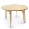 Whitney Brothers Whitney Plus Round Classroom Table - 22H, wooden children's classroom table with a light wood finish and rounded edges.