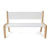 Whitney Brothers Whitney Plus White Bench - 10H, white wooden bench with natural wood legs and backrest.