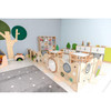Moje Bambino 90 Degree Connector for Sensory Play Panels, wooden connectors connecting sensory play panels in a children's playroom.