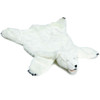 White Bear Rug, plush white polar bear-shaped furry rug with black claws and facial features.