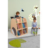 Moje Bambino Double Sided Hedgehog Bookcase, children reading books in a cozy reading corner with wall animal tree decorations.