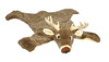 White Tail Deer Rug, plush brown and white stuffed deer rug with antlers and detailed facial features.