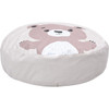 Moje Bambino Mountain Bear Floor Cushion, soft round kids' floor cushion with cute bear design and plush fabric.