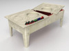Childbrite Express Train & Activity Table with Wabash Freight Train - Toddler, wooden train table with engineered train tracks and toy freight train on a white background.