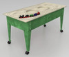 Childbrite Express Train & Activity Table with Wabash Freight Train - Youth, a green wooden activity table featuring a train track and toy train on top.