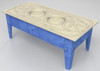 Childbrite Express Train Table - Toddler Route Board Activity Table, blue wooden table with train track design on cream-colored surface for children's play.