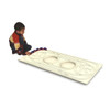 Childbrite Express Youth Train Table with All American Passenger Train, with a young child playing with the train on a large, white train table.
