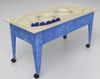 Childbrite Express All American Passenger Train, children's train table with built-in train tracks and blue legs.