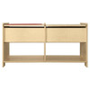 Wood Designs Build-N-Play Table with Checkerboard, rectangular wooden kids' play table featuring a checkerboard game surface at the top and open storage space below.