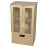Wood Designs My Cottage Appliance Set, wooden kitchen cabinet with transparent glass doors and two shelves for stylish storage.