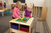 Jonti-Craft KYDZ Building Table - Traditional Brick Compatible, children playing with colorful building blocks on a classroom table in a preschool setting.