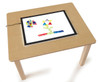 Jonti-Craft Illumination Light Tablet, wooden table with illuminated digital tablet displaying colorful geometric shapes for educational use.