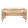 Wood Designs Mobile Computer Desk - RTA - 48"W, light wooden mobile desk with two tiers and caster wheels for easy movement.