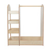 Wood Designs Contender See and Store Dress-Up Unit, Assembled, wooden dress-up and storage unit with open shelves and hanging rod for children to hang clothes and store accessories.