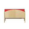 Wood Designs Kids Sofa with Red Cushions, children's wooden sofa with red plush cushions ideal for kids' playroom or bedroom.