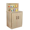 Wood Designs Maple Heritage Play Hutch, wooden play kitchen with shelves and cabinet storage.