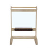 Wood Designs Outdoor Easel for Kids, wooden kids' outdoor art easel with a black tray and a chalkboard surface.