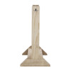 Wood Designs Outdoor Easel for Kids, wooden easel stand with a natural finish and metal hooks for holding art supplies.