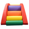 Children's Factory Rainbow Arch Soft Play Climber, colorful foam climbing structure with multiple rainbow-colored rollers and side red ramps for children to climb and crawl.