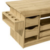Wood Designs Kids Outdoor Activity Center, wooden activity center with multiple storage drawers and a built-in side cup holder for children.
