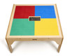 Jonti-Craft Wooden Kids DUPLO® Square Storage Table, wooden table with colorful DUPLO® building blocks on top.