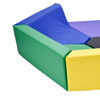 Children's Factory Hexagon Happening Hollow, colorful soft play structure with interconnected hexagon shapes in yellow, green, blue, purple, and black for children's indoor play and development.