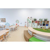 Moje Bambino Tree with Fox Sensory Wall Activity, tree-shaped sensory wall panel with a fox and nature-themed details in a colorful preschool classroom