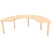 Moje Bambino Curved Horseshoe Table, light wood horseshoe-shaped table with a curved tabletop and four adjustable legs on a white background.